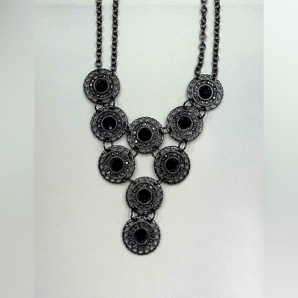 Gunmetal grey necklace, bracelet and earrings